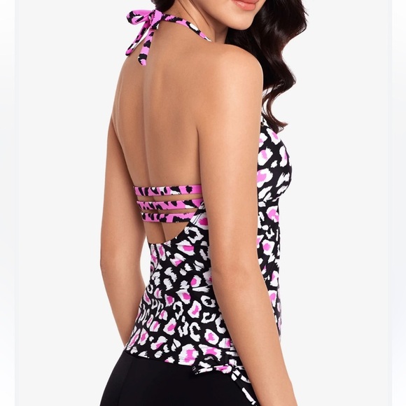 Salt + Cove Multi Color Removable Cups Tie Halter Tankini Swimsuit Top Juniors S - Picture 2 of 8